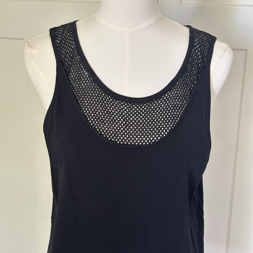 Kerisma Black Mesh Layered Tunic Tank Top M/L Viscose Nylon Sleeveless - Picture 5 of 11